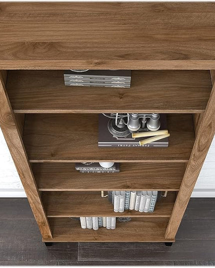 Bush Furniture Somerset 5-Shelf 65-inch H Bookcase, Fresh Walnut (WC81365) - LeafyLoom