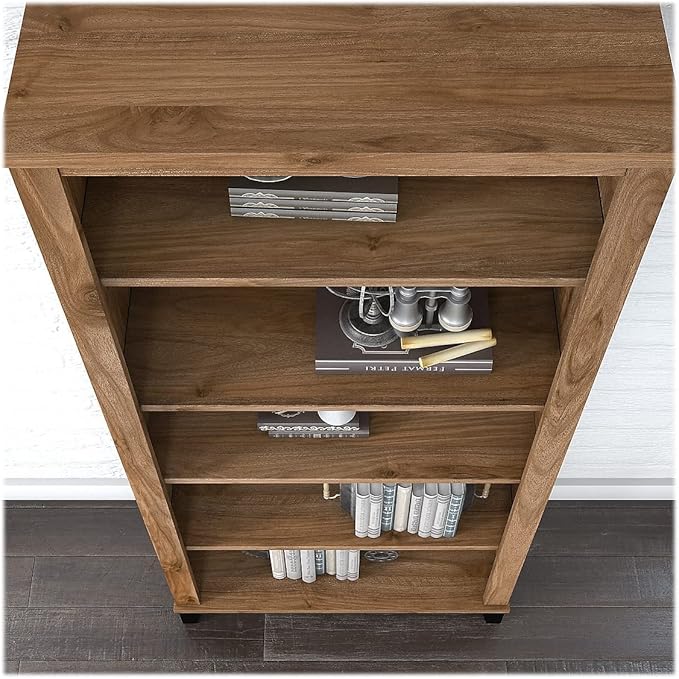 Bush Furniture Somerset 5-Shelf 65-inch H Bookcase, Fresh Walnut (WC81365) - LeafyLoom