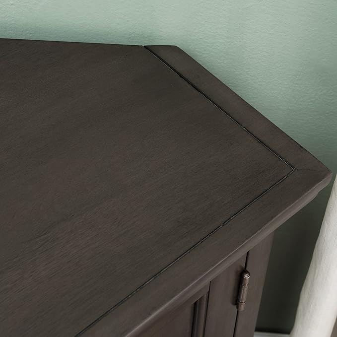 Leick Home 84386 Corner TV Stand with Enclosed Storage For 65" TV's, Riverstone Gray - LeafyLoom