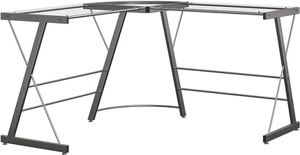 Ameriwood Home Odin Glass L-Shaped Computer Desk, Gray - LeafyLoom