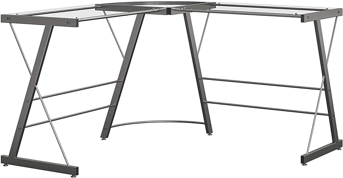 Ameriwood Home Odin Glass L-Shaped Computer Desk, Gray - LeafyLoom
