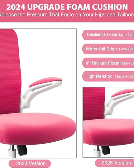 Mimoglad Office Chair, High Back Ergonomic Desk Chair with Adjustable Lumbar Support and Headrest, Swivel Task Chair with flip-up Armrests for Guitar Playing, 5 Years Warranty - LeafyLoom