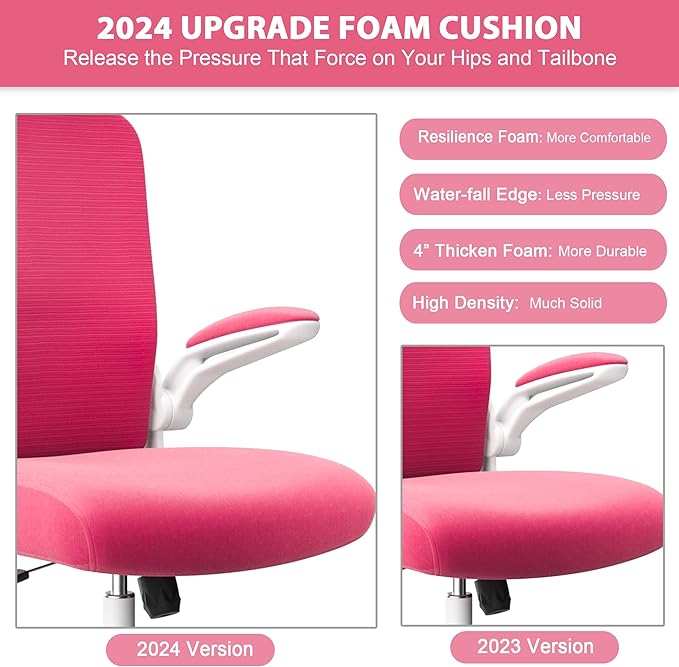 Mimoglad Office Chair, High Back Ergonomic Desk Chair with Adjustable Lumbar Support and Headrest, Swivel Task Chair with flip-up Armrests for Guitar Playing, 5 Years Warranty - LeafyLoom