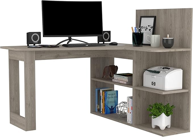NicBex Kimberly-DW-00207-LWJ Home Office Desks, 51.7"x47.2"x43.3", Light Gray-1 - LeafyLoom