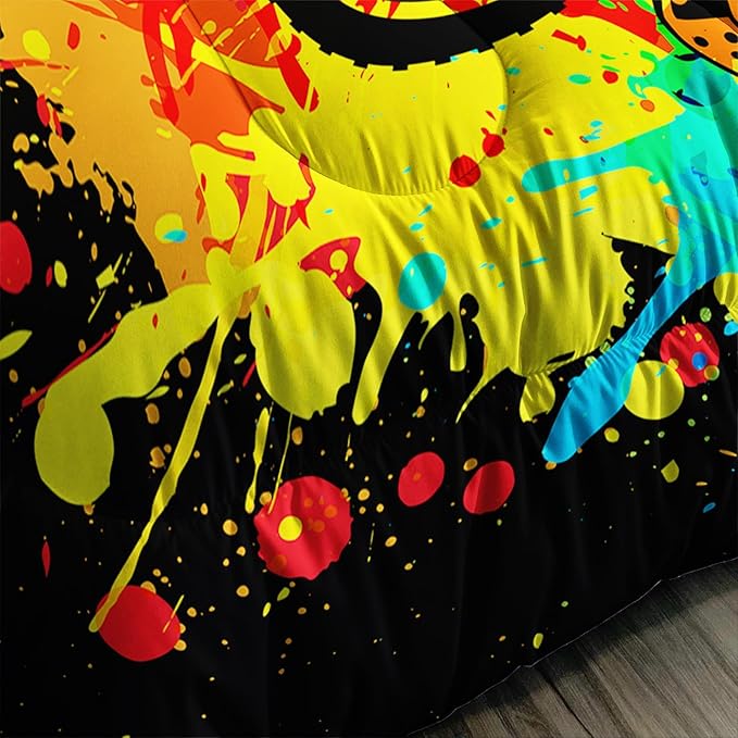 Axolotl Motocross Bedding Set Full,Dirt Bike Comforter Set,Extreme Sports Bedding,Motorcycle Racer Comforter Set Motocross Comforter Motor Vehicles Biker for Boys Kids Teens Men,1 Quilt 2 Pillowcases - LeafyLoom