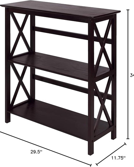 Casual Home Montego 3-Shelf Bookcase, Espresso (New) - LeafyLoom