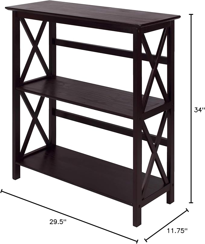Casual Home Montego 3-Shelf Bookcase, Espresso (New) - LeafyLoom