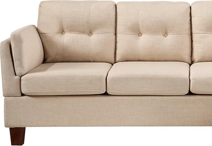 L-Shape Sectional Sofa with Right Facing Chaise, Linen Upholstered Reversible Corner Couch for Living Room,Home, Small Space, Apartment, 97 Inch, Beige - LeafyLoom