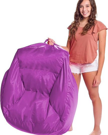 Posh Creations Coronado Bean Bag Boys and Girls Large Chair for Kids, for Gaming and Playrooms, Soft Nylon-Purple, Large Bean Bag - LeafyLoom