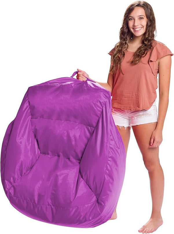 Posh Creations Coronado Bean Bag Boys and Girls Large Chair for Kids, for Gaming and Playrooms, Soft Nylon-Purple, Large Bean Bag - LeafyLoom