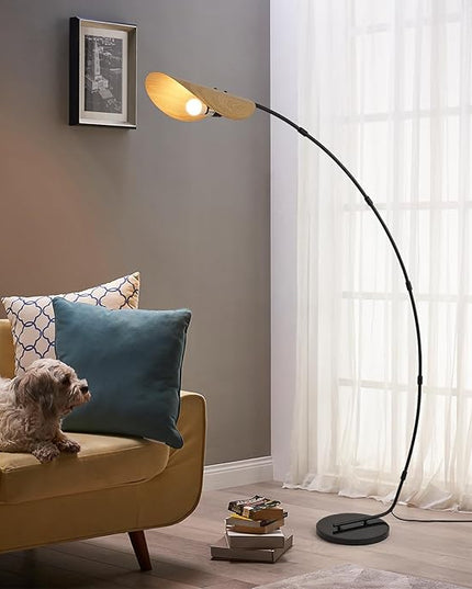 AIDENOEY Arc Floor Lamps for Living Room,Modern Standing Lamp with Leaf Type Lampshade，Over Couch Reading Lamps for Bedroom，Corner Lamp with Foot Switch，Tall Lamp for Home,Office(Bulb Included) - LeafyLoom