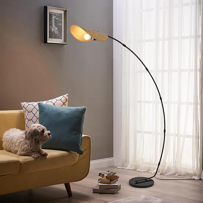 AIDENOEY Arc Floor Lamps for Living Room,Modern Standing Lamp with Leaf Type Lampshade，Over Couch Reading Lamps for Bedroom，Corner Lamp with Foot Switch，Tall Lamp for Home,Office(Bulb Included) - LeafyLoom