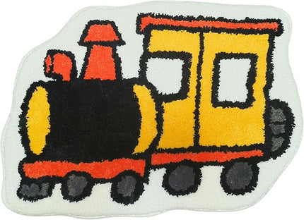 Bedroom or Bathroom Rug for kids - 24x16 in; 100% Soft Microfiber Kids Bathroom Mat; Decorative Kids Area Rug, for Boys Girls Kids, 18x24 Inches (Locomotive) - LeafyLoom