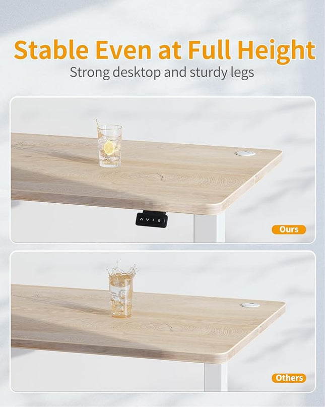 CubiCubi Height Adjustable Electric Standing Desk, 48 x 24 Inches Stand Up Table, Sit Stand Home Office Desk with Splice Board, Maple - LeafyLoom