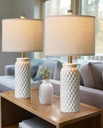 24" Lamps for Living Room: Bedside Lamps - Table Lamps Set of 2 Lamps for Night Stands Living Room Lamps Bedroom Lamps White Lamps… - LeafyLoom