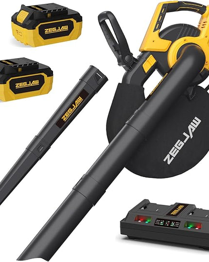 Cordless Leaf Blower & Vacuum, 3-in-1 Leaf Vacuum Mulcher with Bag, 40V 330CFM Battery Leaf Blower with 2x4.0Ah Battery & Charger for Lawn Care, 5-Speeds Variable Control - LeafyLoom