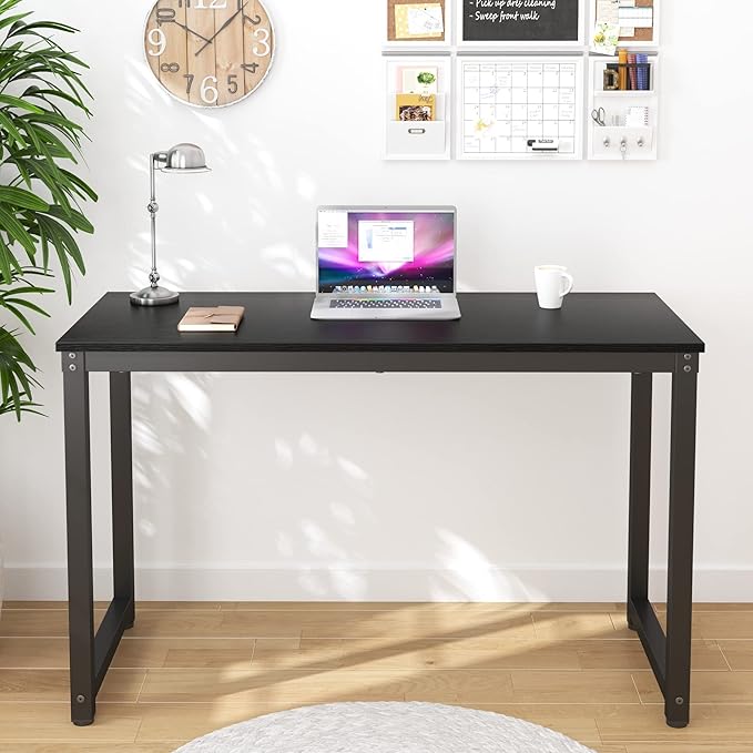 39 Inch Small Space Computer Desk, Home Office Desk, Heavy Duty Multipurpose Table, Study Desk Workstation, Black - LeafyLoom