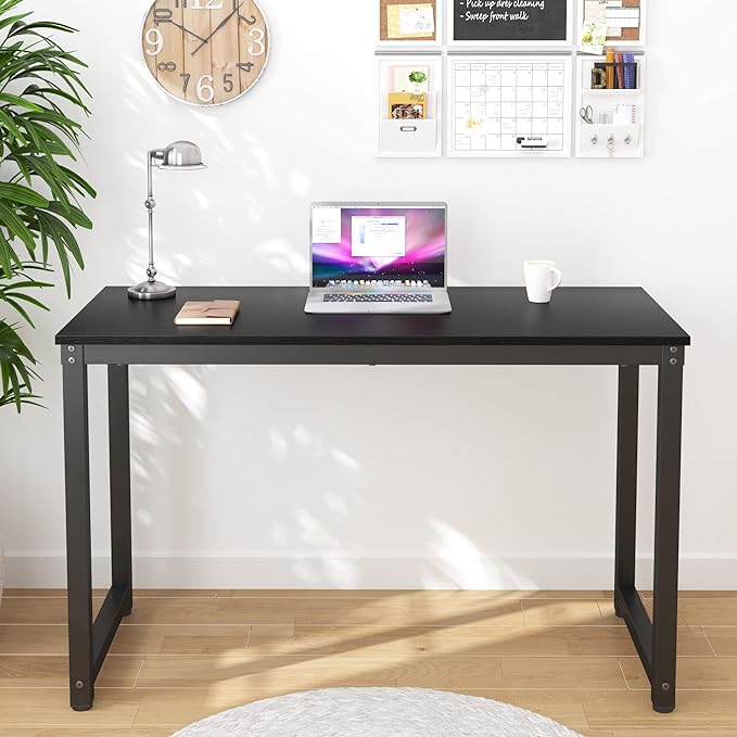47 Inch Small Space Computer Desk, Home Office Desk, Heavy Duty Multipurpose Table, Study Desk Workstation, Black - LeafyLoom