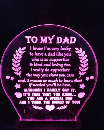 3D lamp Dad Gifts from Daughter Son, Father's birthday Gift Night Light, 7 Colors Engraved Thanksgiving Day Gift for Dad,to My Dad Birthday Gifts from Kids, Idea for Fathers Day - LeafyLoom