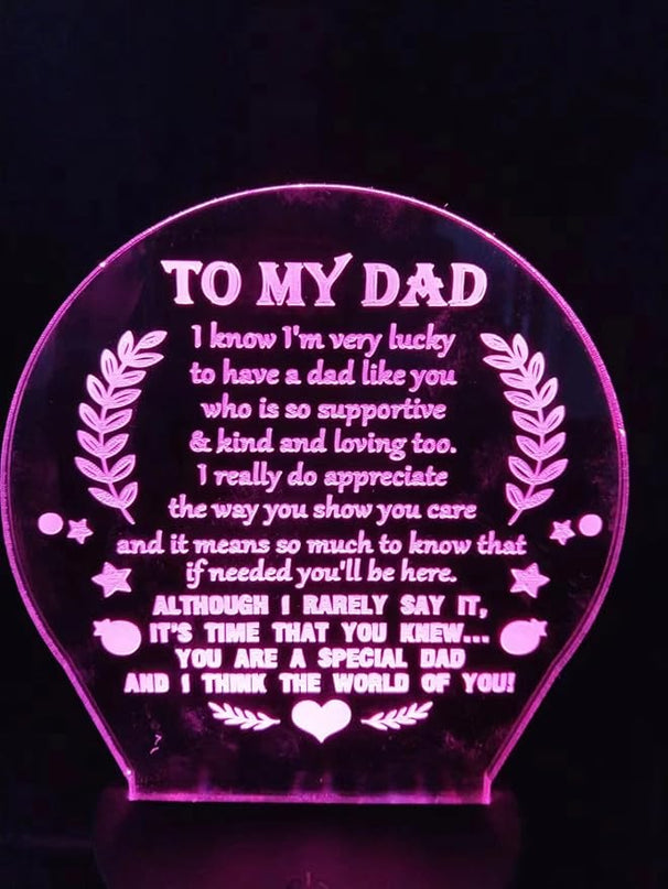 3D lamp Dad Gifts from Daughter Son, Father's birthday Gift Night Light, 7 Colors Engraved Thanksgiving Day Gift for Dad,to My Dad Birthday Gifts from Kids, Idea for Fathers Day - LeafyLoom