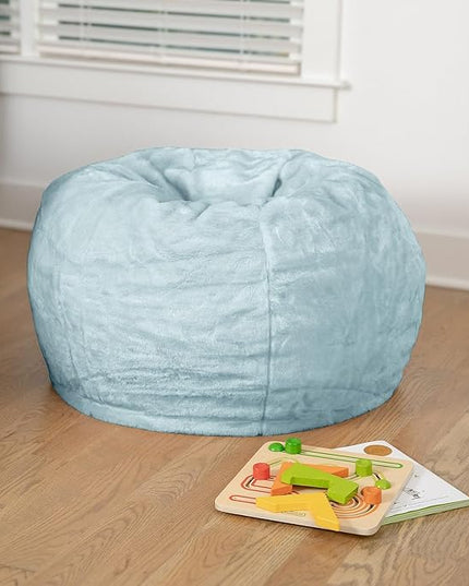Flash Furniture Dillon Small Teal Furry Bean Bag Chair for Kids and Teens - LeafyLoom