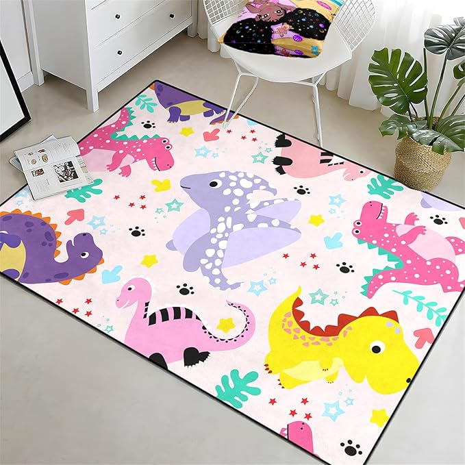 Dinosaur Rugs for Boys Bedroom Dino Rugs for Boys Room Kids Rugs Dinosaur Bedroom Decor for Boys Kids Play Rugs for Boys Bedroom Cute Dinosaur Rugs Dinosaur Rugs for Living Room Decor,2'5''×4' - LeafyLoom