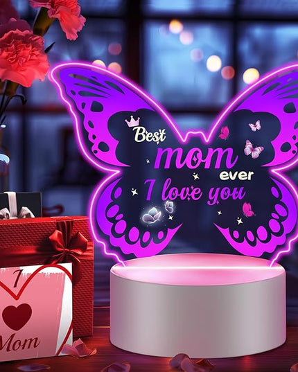 Linkax Mom Birthday Gifts, Butterfly Gifts for Mom from Daughter Son, Mom Gifts Room Decorative Ideas Night Light, Thanksgiving Mothers Day Christmas Birthday Gifts for Mom, Best Mom Ever Gifts - LeafyLoom
