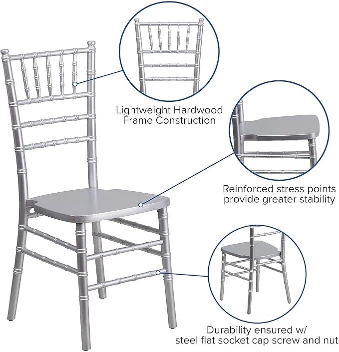 Flash Furniture 2 Pack HERCULES Series Silver Wood Chiavari Chair - LeafyLoom