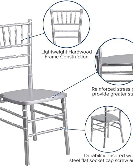 Flash Furniture HERCULES Series Silver Wood Chiavari Chair - LeafyLoom