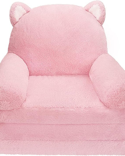 Toddler Chair Comfy, Kids Couch Fold Out, Soft Baby Chairs,kids lounge chair for Play,Gift for 0-3 Years,Pink Kitty - LeafyLoom