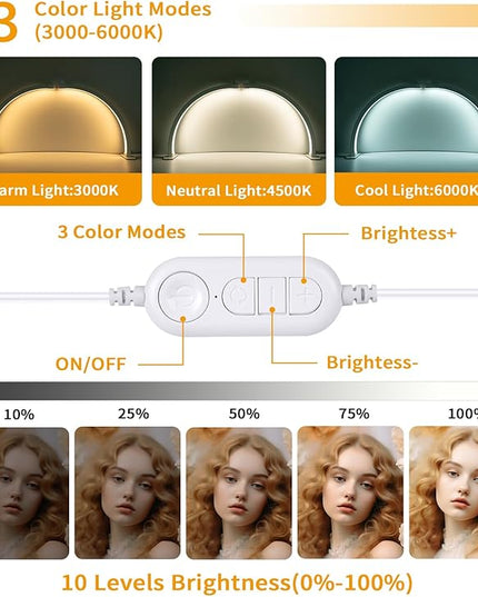 Half Moon Light for Nail Desk,29In Half Moon Lamp with Phone Holder,3000-6000K Half Moon Lamp Perfect LED Machine Light,Nail LIght,Lash Light for Table - LeafyLoom