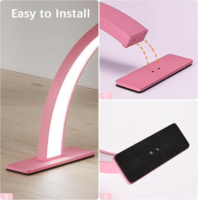 mcwdoit ech, Half Moon Desk Lamp for Lash Eyelash Extensions, Manicure, Tattoo, Eyebrows, Adjustable Brightness 3 Color Temperature 3000k‑6500k - LeafyLoom