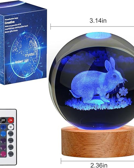 Easter Bunny Lamp Things for Teen Girls, Large 3D Bunny Night Light, Crystal Rabbit Lamp 16 Color Changing with Remote Control for Bedroom Decor, Night Light Bunny with Flowers - LeafyLoom