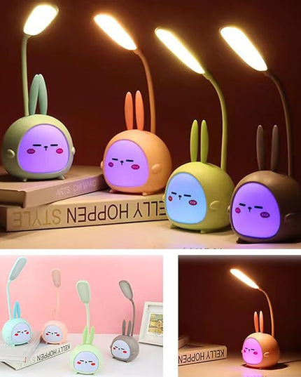 Cute Bunny Desk Lamp, Portable LED Desk Lamps with Night Light,Rabbit Foldable USB Rechargeable Reading Light for Children Boys Girls Study (Green) - LeafyLoom