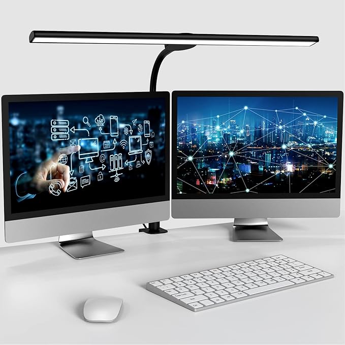 LED Desk Lamp Eye-Caring Architect Task Lamp, 18W LED 3 Modes 6 Brightness, Modern Desk Light for Home Office/Workbench/Monitor, Remote Control and Touch (Black) - LeafyLoom