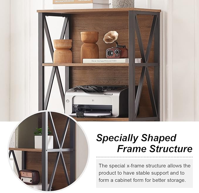 HOMISSUE Bookshelf, 6-Tier Bookshelf, Rustic Wood Metal Bookshelves and Bookcases, Freestanding Open Bookshelf, Industrial Tall Bookcase for Home Office, Living Room and Bedroom, Vintage Brown - LeafyLoom