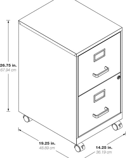 OSP Home Furnishings 2 Drawer Mobile Locking Metal File Cabinet, Tan - LeafyLoom