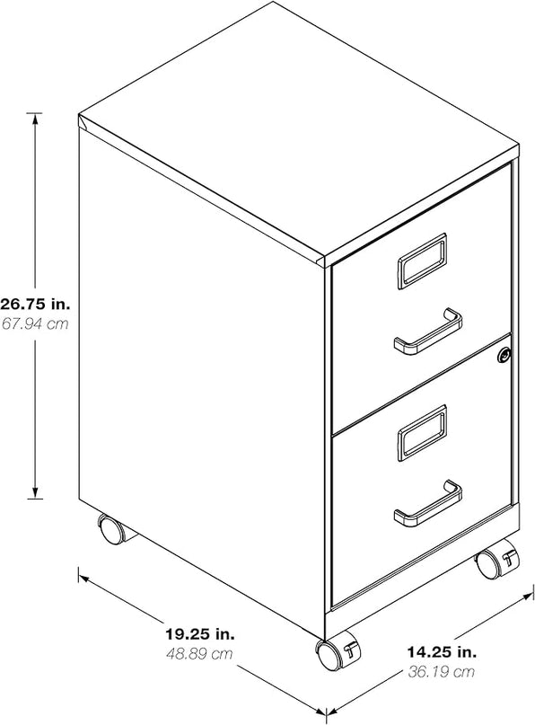 OSP Home Furnishings 2 Drawer Mobile Locking Metal File Cabinet, Black - LeafyLoom