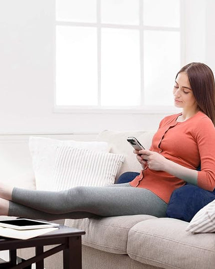 Clara Clark Reading Pillow, Standard Back Pillow for Sitting Up in Bed, Memory Foam Back Support Pillow, Reading Pillows for Sitting in Bed, Navy Blue Sit Up Pillow for Bed, Arm Pillow with Pockets - LeafyLoom