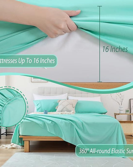 Full Sheet Set - 4 Piece Soft Breathable Bed Sheets for Full Size Bed, Extra Deep Pocket Lxuury Brushed Sheets, Cooling Hotel Bedding Sheets and Pillowcases, Wrinkle Free Oeko-Tex Sheets - LeafyLoom