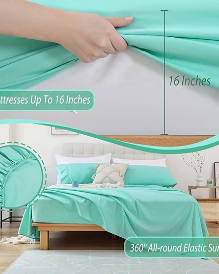 Twin Sheet Set - 3 Piece Soft Breathable Bed Sheets for Twin Size Bed, Extra Deep Pocket Lxuury Brushed Sheets, Cooling Hotel Bedding Sheets and Pillowcases, Wrinkle Free Oeko-Tex Sheets - LeafyLoom