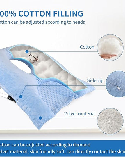 Face Down Pillow for Sleeping, Prone Pillow for Vitrectomy or Retinal Surgery, Adjustable Height Prone Prone Pillow Face Down Sleep, Retina Lying Pillow Eye Surgery Recovery (Dot-Light blue) - LeafyLoom