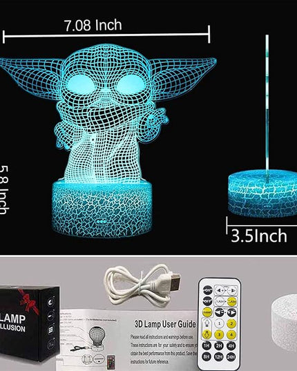 3D Night Light for Kids, 16 Color Change Baby Light for Room Decor, USB Charge 3D Illusion Lamp with Timing Function Remote Control, for Kids Best Star Wars Fans Christmas Birthday Gifts - LeafyLoom