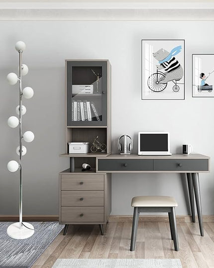 Hsyile Modern Creative Floor Lamp for Living Room,Bedroom,Office,Globe High Pole Standing Lamp, Tree Lamp Chrome Finish,9 LED Bulbs included - LeafyLoom