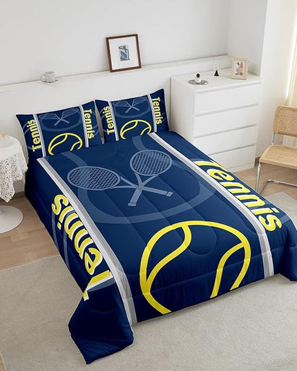 Feelyou Kids Tennis Comforter Set Twin Size Tennis Sports Bedding Set for Boys Girls Teens Bedroom Decor Tennis Gaming Comforter Women Men Tennis Lovers Duvet Set with 1 Pillow Case - LeafyLoom