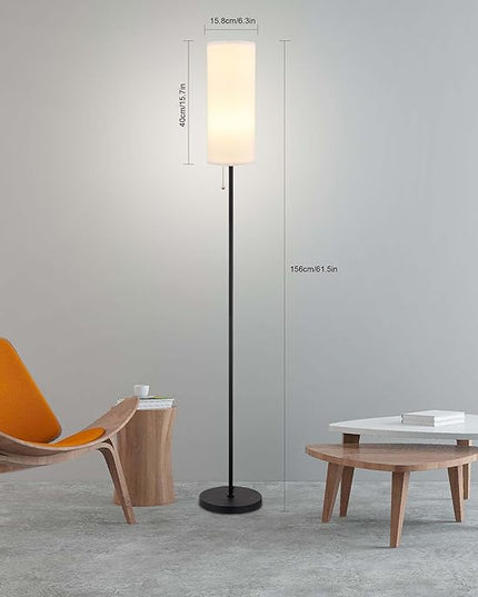 Floor Lamp for Living Room, Modern Standing Lamps with Lampshade, Minimalist Tall Lamp with Chain Switch for Living Room, Bedroom, Kids Room, Office,Standing Lamp LED Bulb Included (White Shade) - LeafyLoom