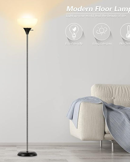 Floor Lamp, Standing Lamp for Bedroom, Drop-Resistant White Lampshade, Rotary Switch, Industrial Metal Floor Lamp for Living Room Bedroom Study Office Kid’s Room - LeafyLoom
