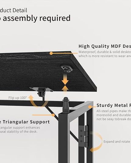 Folding Desk 30 Inch - Small Foldable Desk for Small Space Minimalist, Space Saving Collapsible Compact Desk Portable Table for Craft, Writing, Study and Work (No Assembly Required) - LeafyLoom