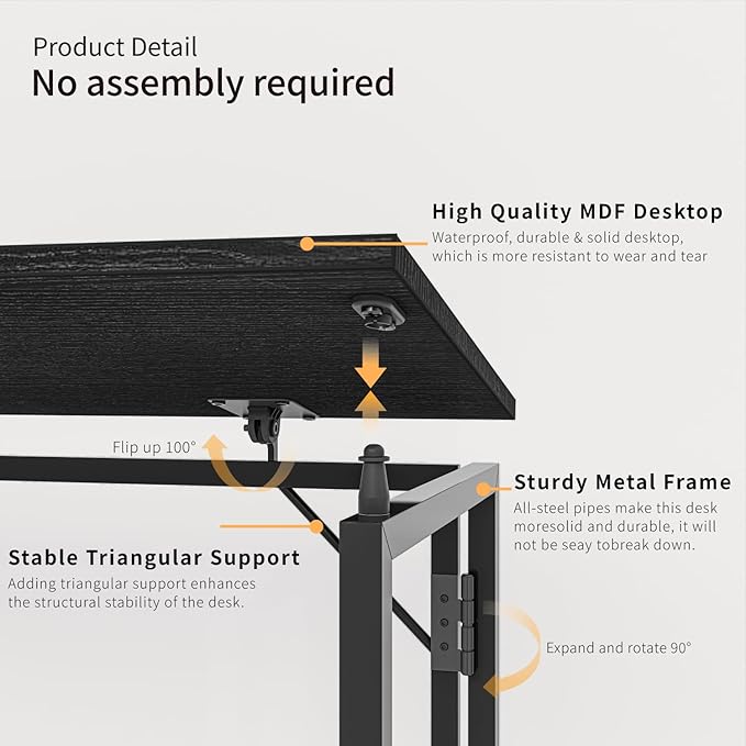Folding Desk 30 Inch - Small Foldable Desk for Small Space Minimalist, Space Saving Collapsible Compact Desk Portable Table for Craft, Writing, Study and Work (No Assembly Required) - LeafyLoom