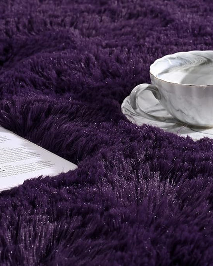 Softlife Rug for Living Room 5.3x7.6 Feet Area Rug for Bedroom Super Soft Shaggy Rugs for Kids Room Fluffy Fuzzy Carpets Long Plush Bedside Rug Nursery Christmas Home Decoration for Boys Girls, Purple - LeafyLoom